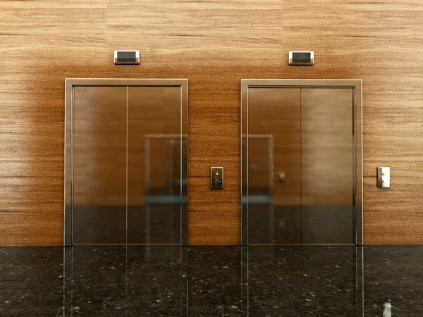 3d representación de un vestíbulo con ascensor — Foto de Stock