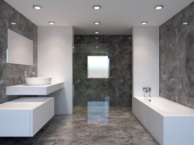 büyük bir ev 3D-işleme modern banyo