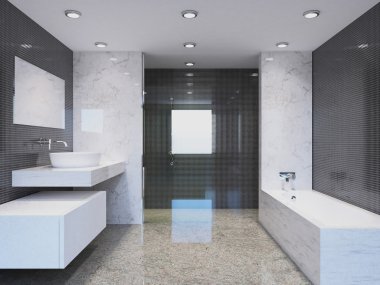 büyük bir ev 3D-işleme modern banyo