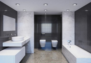 büyük bir ev 3D-işleme modern banyo