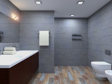 büyük bir ev 3D-işleme modern banyo
