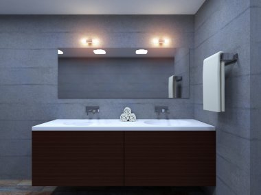 büyük bir ev 3D-işleme modern banyo