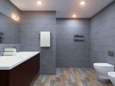 büyük bir ev 3D-işleme modern banyo