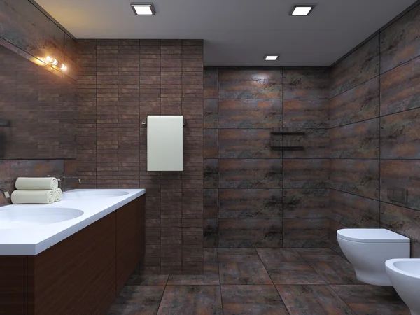 3D-renderização moderna casa de banho em uma casa grande — Fotografia de Stock