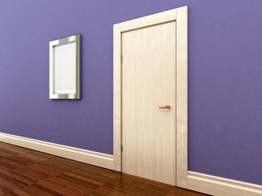 ahşap bir kapı 3D render