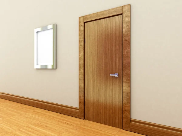 3D-Darstellung einer Holztür — Stockfoto