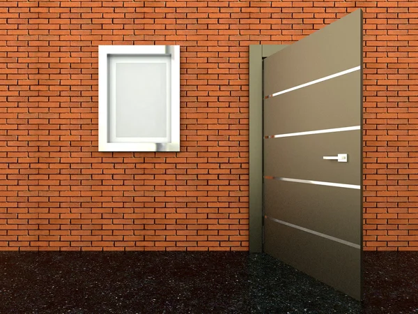 Renderowania 3D drzwi metalowe — Zdjęcie stockowe