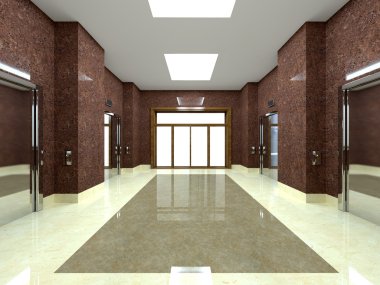 Asansör 3D render. Asansör kapıları