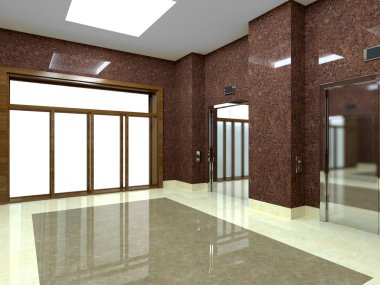 Asansör 3D render. Asansör kapıları