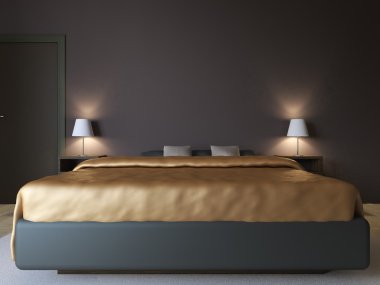 Yatak odaları modern tasarımı. 3D render