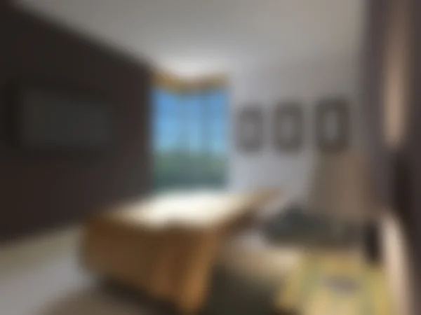 Interno della camera da letto, sfondo sfocato. rendering 3d — Foto Stock