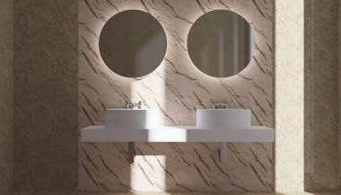 Banyo yalnız bekar evinde. 3D görüntüleme