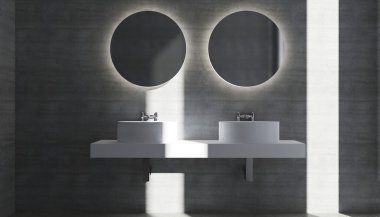 Banyo yalnız bekar evinde. 3D görüntüleme