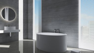 Minimalist tasarım banyo. 3D render