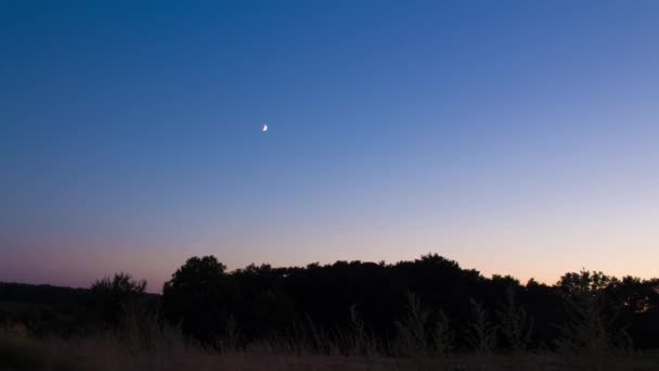 Zonsondergang van een jonge maan. Timelapse — Stockvideo