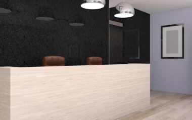 İş Merkezi. Resepsiyon görevlisi. 3D render