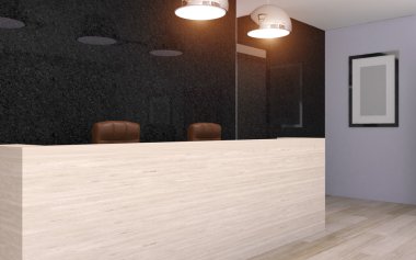 İş Merkezi. Resepsiyon görevlisi. 3D render
