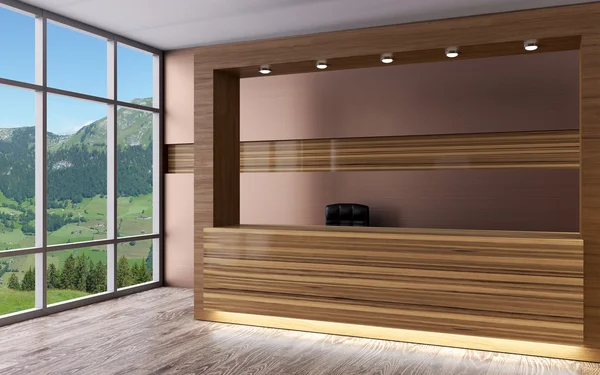 İş Merkezi. Resepsiyon görevlisi. 3D render