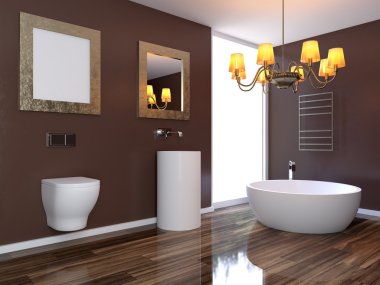 Minimalist tasarım banyo. 3D render
