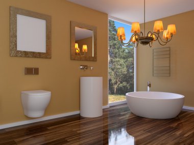 Minimalist tasarım banyo. 3D render