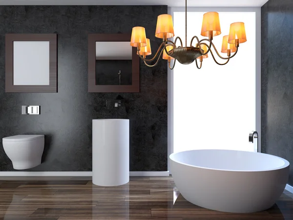 Fürdőszoba magányos bachelor lakás. 3D látványtervezés — Stock Fotó