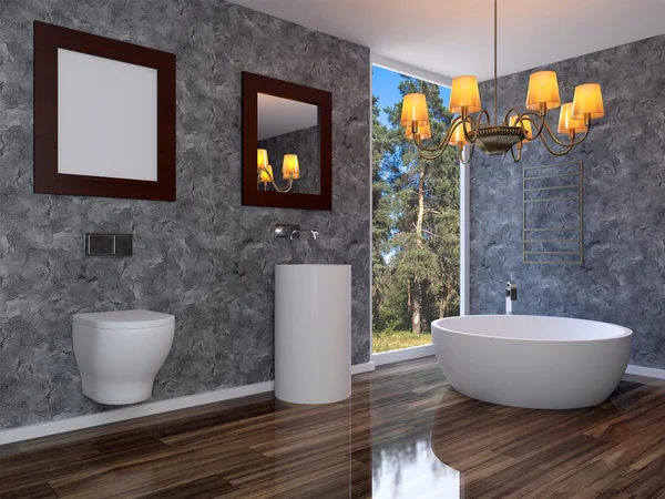 El diseño minimalista del baño. Renderizado 3D —  Fotos de Stock