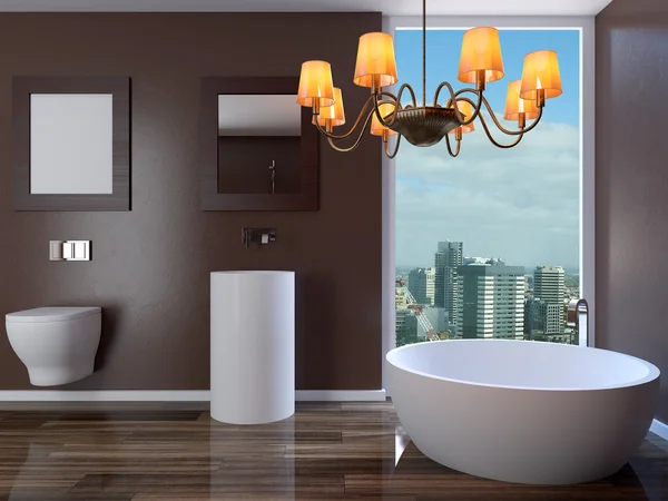 Il design minimalista del bagno. Render 3D — Foto Stock