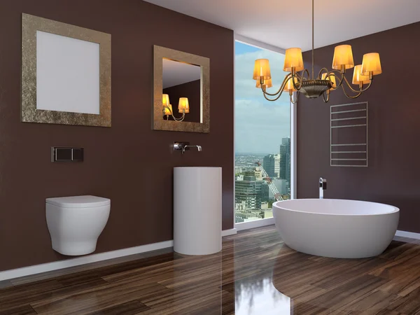Cuarto de baño solitario apartamento de soltero. Visualización 3D — Foto de Stock