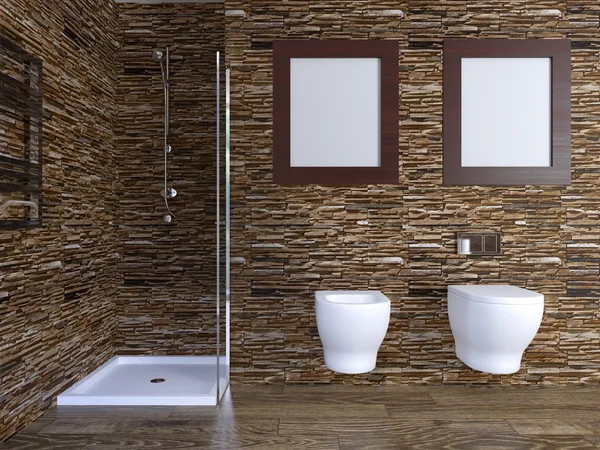 Samotny Kawaler łazienkami. Wizualizacja 3D — Zdjęcie stockowe