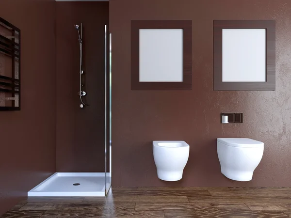 Fürdőszoba magányos bachelor lakás. 3D látványtervezés — Stock Fotó