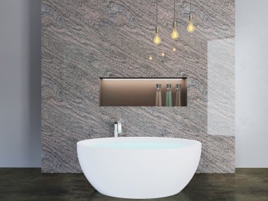 Minimalist tasarım banyo. 3D render