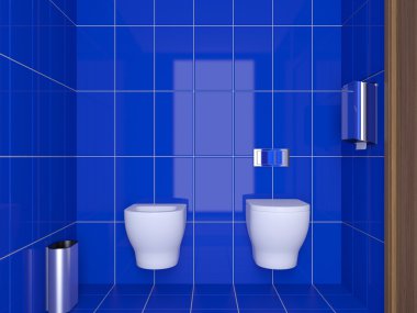 Banyo yalnız bekar evinde. 3D görüntüleme