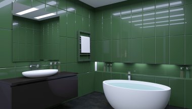 Banyo yalnız bekar evinde. 3D görüntüleme