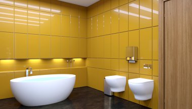 Minimalist tasarım banyo. 3D render