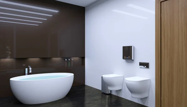 Banyo yalnız bekar evinde. 3D görüntüleme