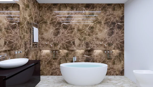 Modern iç city daire bir banyo. 3D render