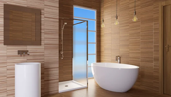 Il bagno appartamento scapolo solitario. Visualizzazione 3D — Foto Stock