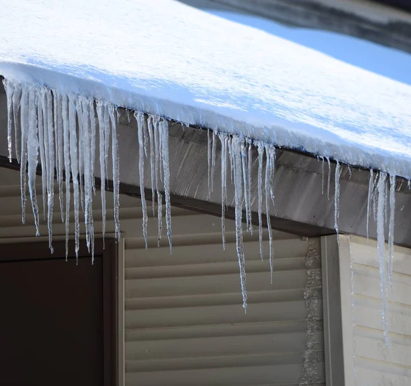 Closeup Icicles Roof — Stock Photo, Image