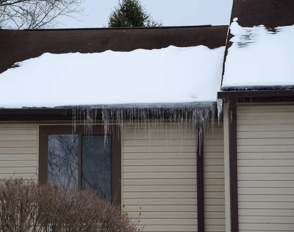 Closeup Icicles Roof — Stock Photo, Image