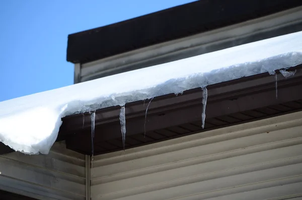 Closeup Icicles Roof — Stock Photo, Image