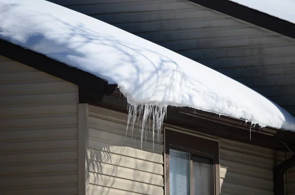 Closeup Icicles Roof — Stock Photo, Image