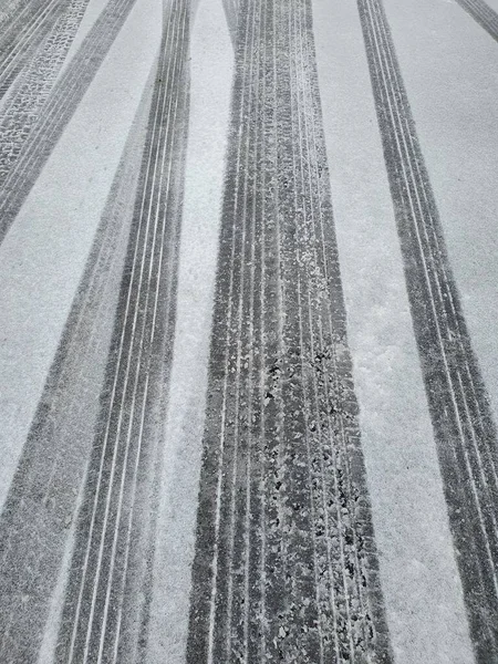 Nahaufnahme Straße Mit Schnee — Stockfoto