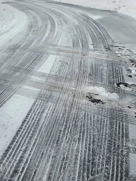 Nahaufnahme Straße Mit Schnee — Stockfoto