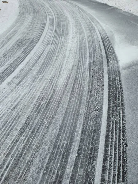 Fechamento Estrada Com Neve — Fotografia de Stock