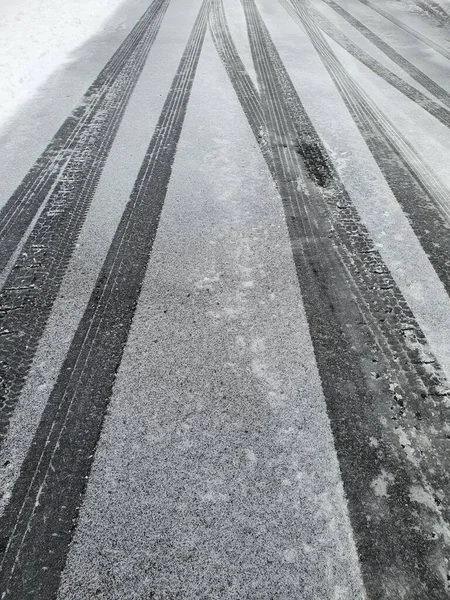 Closeup Road Snow — Stock Photo, Image