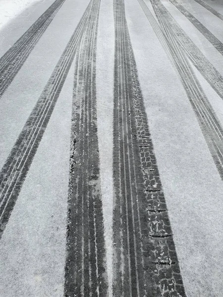 Fechamento Estrada Com Neve — Fotografia de Stock