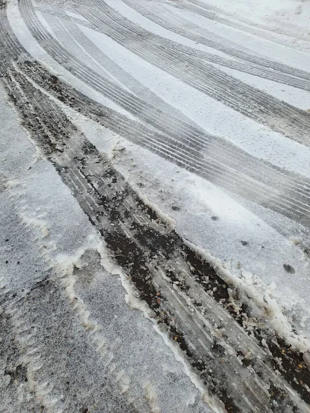 Nahaufnahme Straße Mit Schnee — Stockfoto