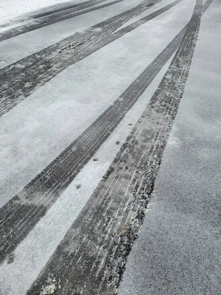 Closeup Δρόμο Χιόνι — Φωτογραφία Αρχείου