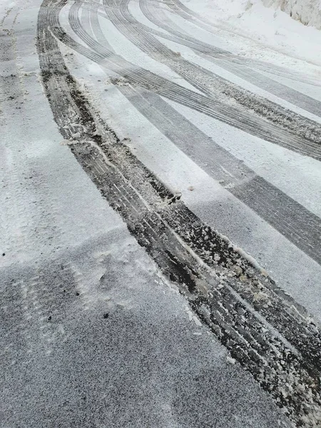 Nahaufnahme Straße Mit Schnee — Stockfoto