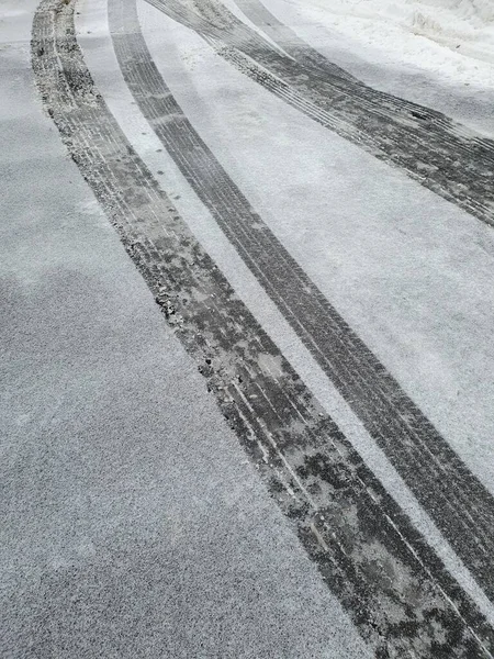 Closeup Δρόμο Χιόνι — Φωτογραφία Αρχείου